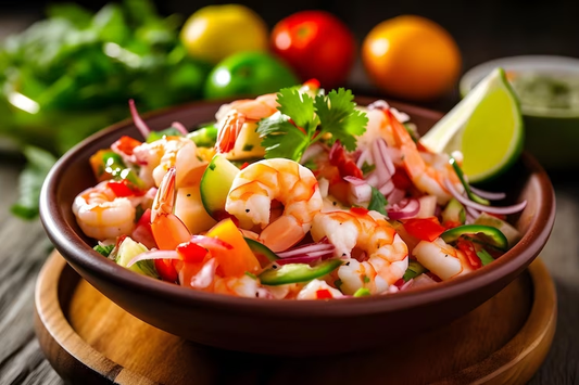 CORONA DE MARISCOS FRESCOS, CALLO DE ACHA, CAMARÓN, Y PULPO CON SALSA BLACK DEMON COMPUESTA CON CILANTRO, LIMÓN Y CERVEZA CLARA.