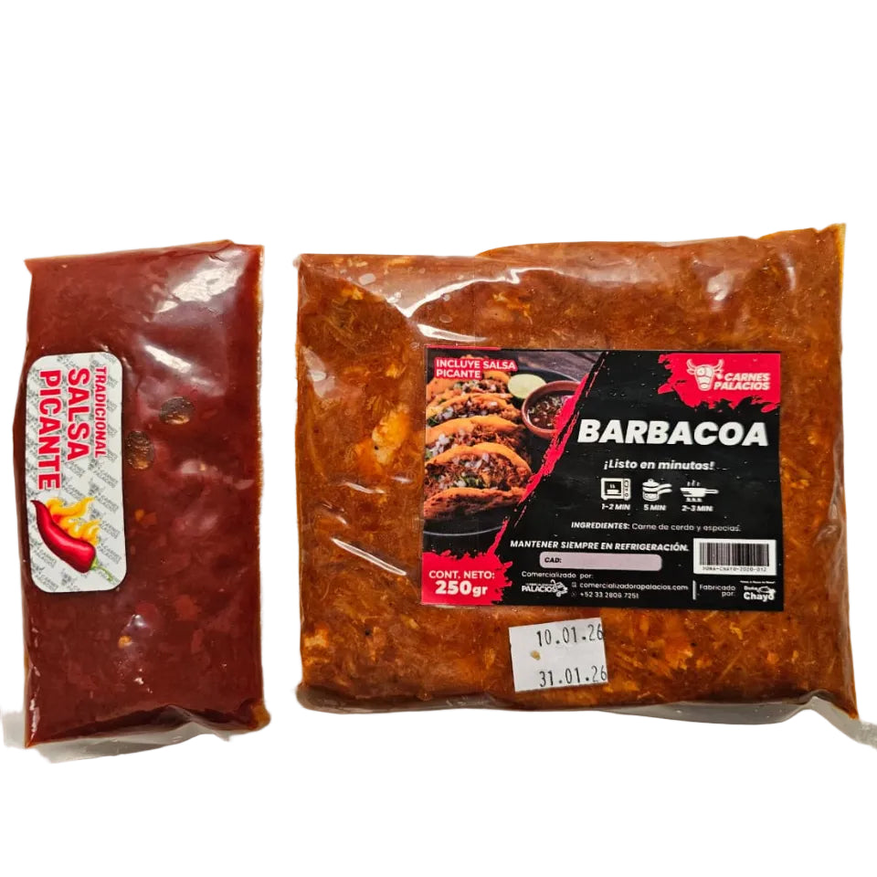 Barbacoa Empacada CON TORTILLAS Y SALSA AL VACIO*