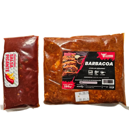Barbacoa Empacada CON TORTILLAS Y SALSA AL VACIO*