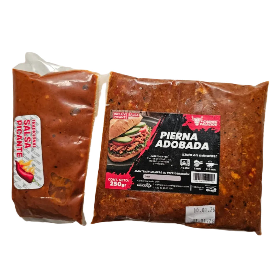 Pierna Deshebrada Empacada CON TORTILLAS Y SALSA AL VACIO*